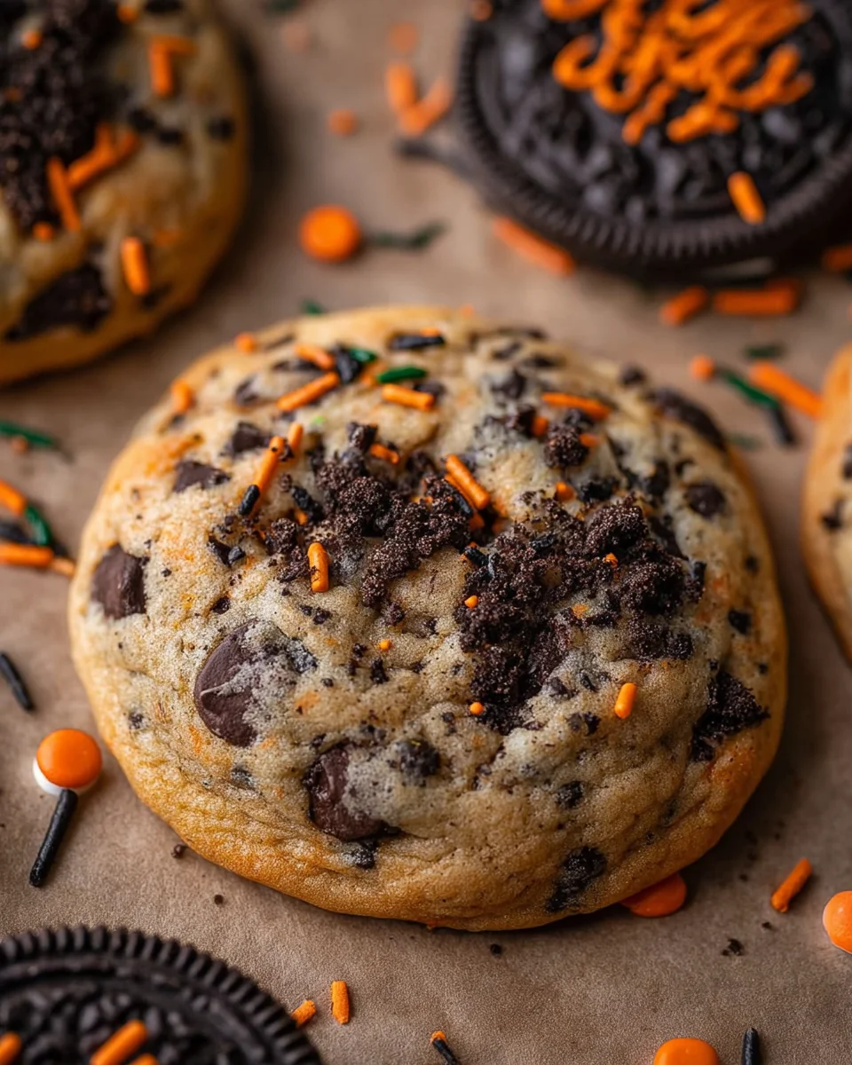 Halloween Oreo stuffed chocolate chip cookies