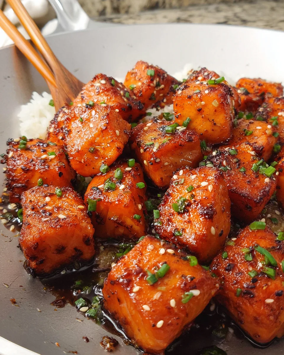 Honey Garlic Salmon Bites