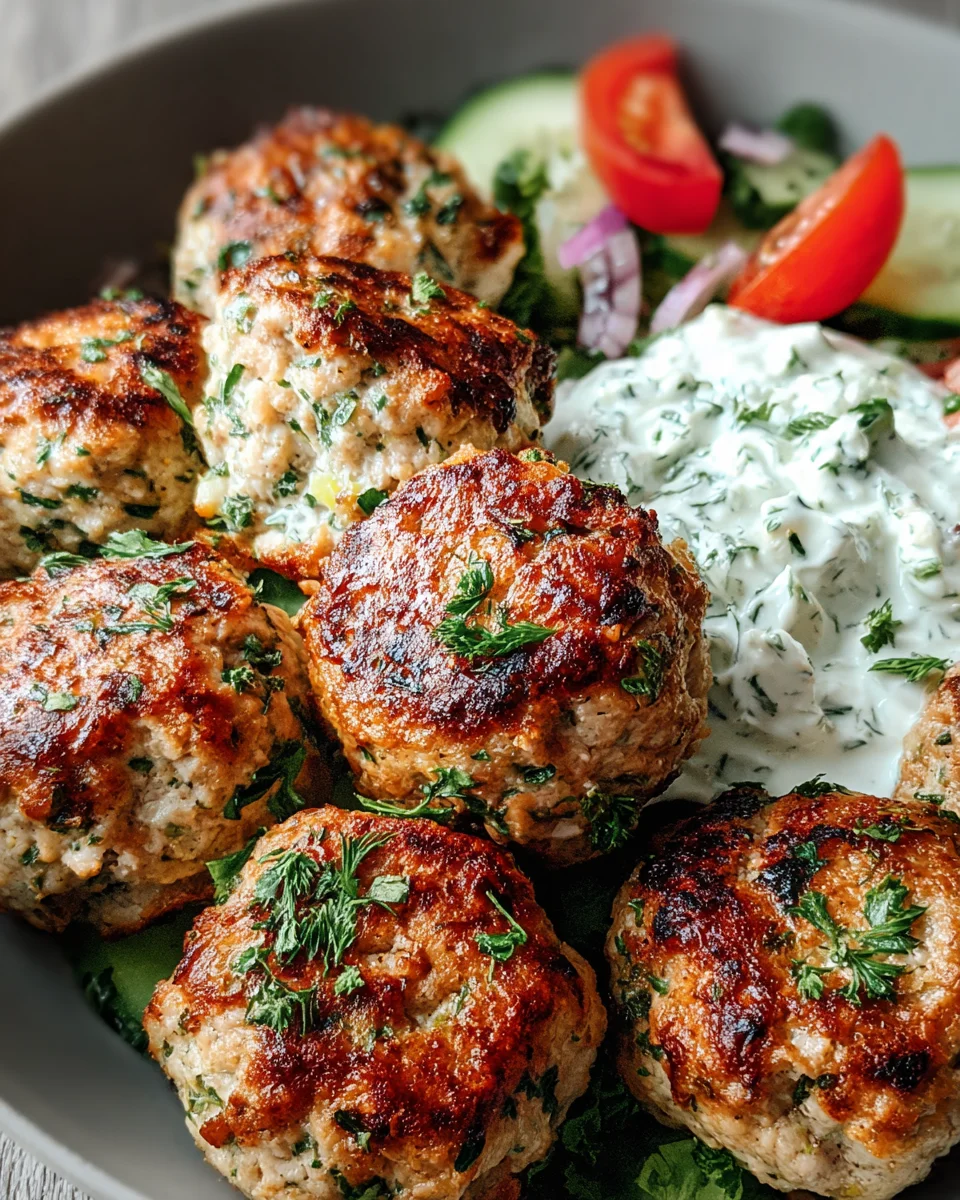Greek Turkey Meatballs with Tzatziki Sauce