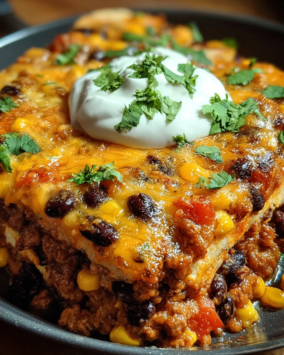Cheesy Ground Turkey Enchilada Bake
