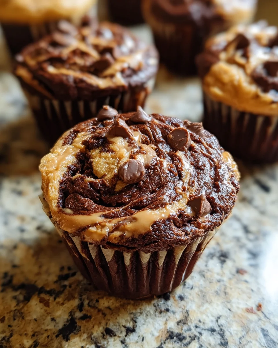 Chocolate Peanut Butter Swirl Muffins