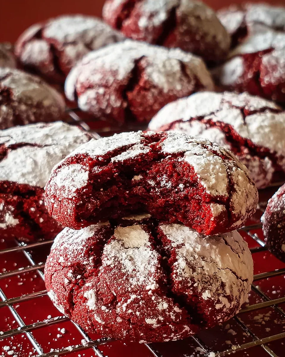 Red velvet crinkle cookies