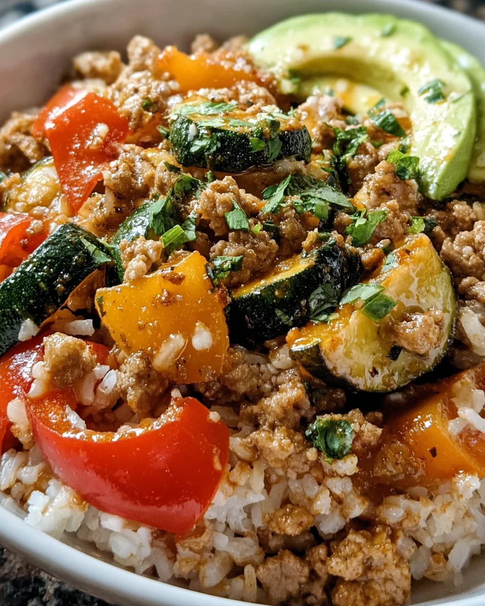 Ground Turkey & Roasted Veggie Rice Bowl