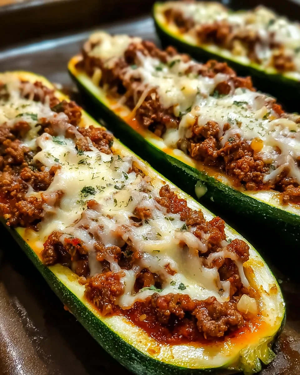Ground Beef Zucchini Boats