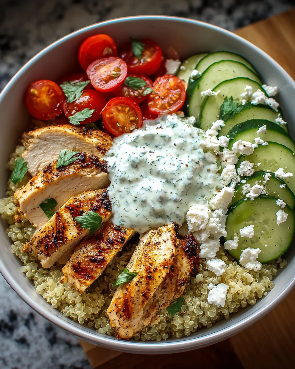 Greek Chicken Quinoa Gyro Bowl