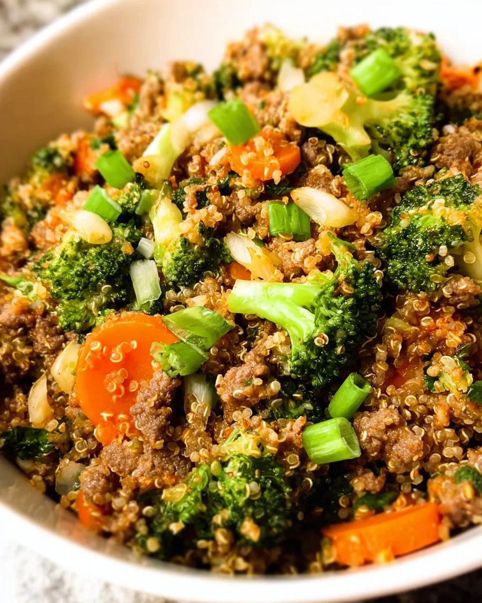 Ground Beef And Broccoli Fried Quinoa