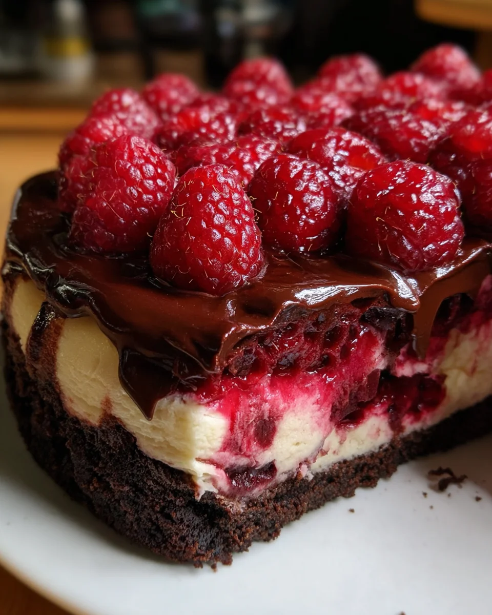 Dark Chocolate Raspberry Cheesecake