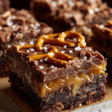 Pretzel Bottom Caramel Brownies