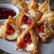Deep-Fried Strawberry Cheesecake Wontons