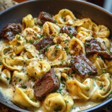 Cheesesteak Tortellini in Creamy Provolone Sauce
