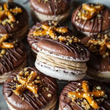 Chocolate Peanut Butter Pretzel Macarons