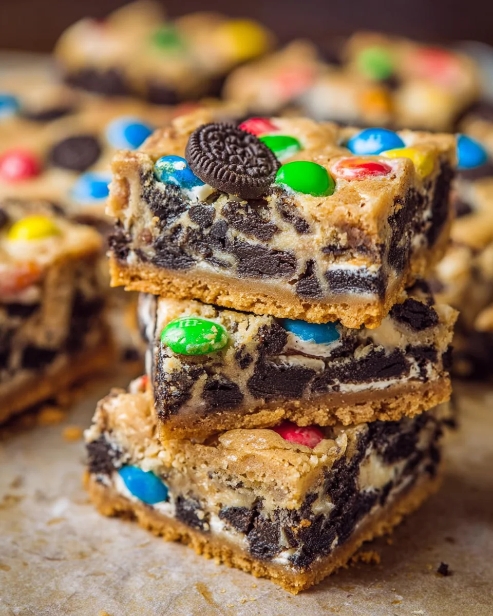 Loaded M&M’s Oreo Cookie Bars