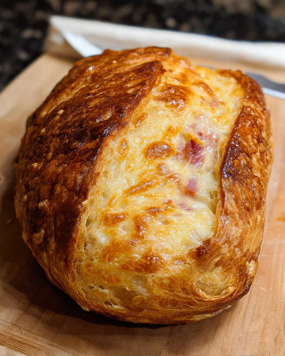 Ham and Cheese Sourdough Croissant Loaf