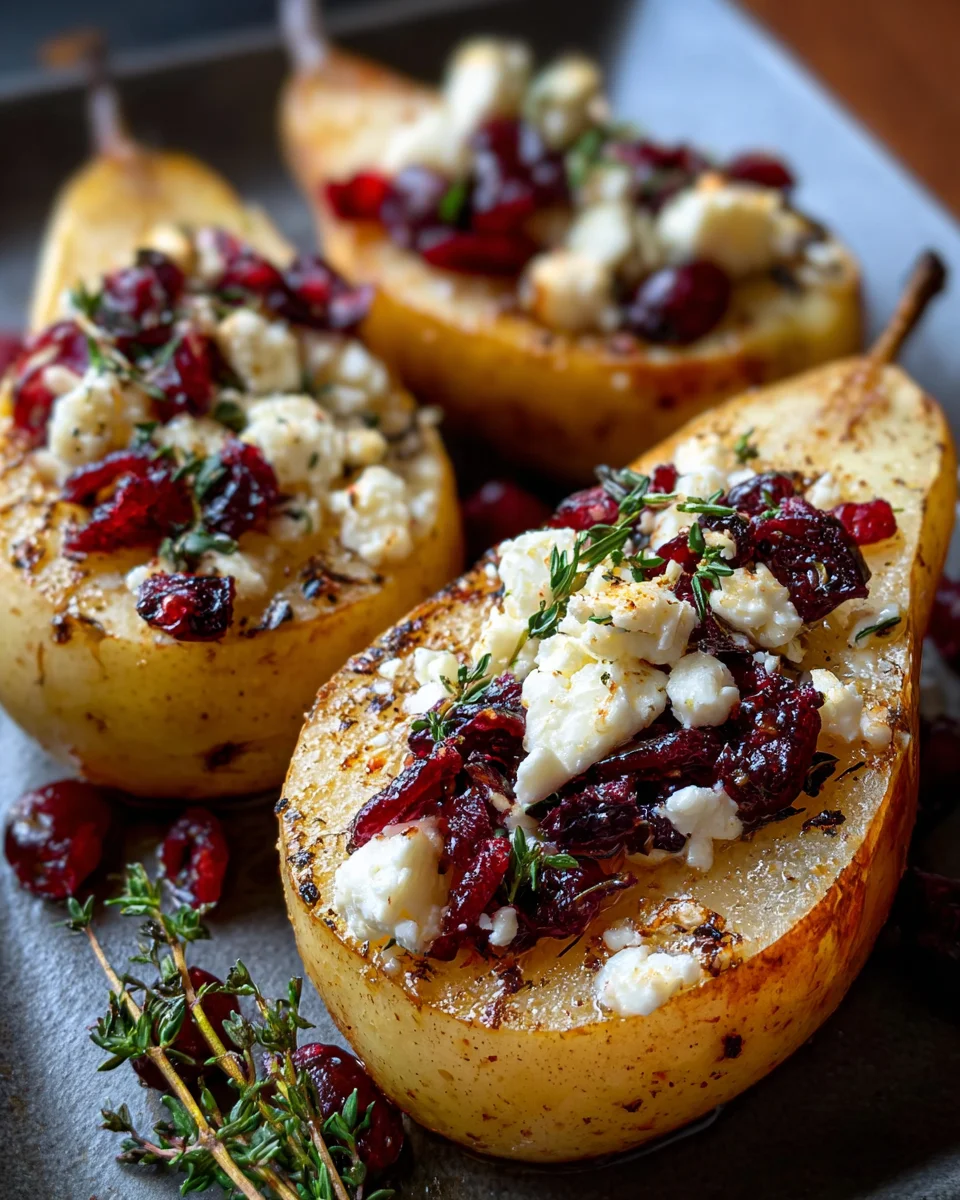 Baked Pears Feta Honey Cranberries