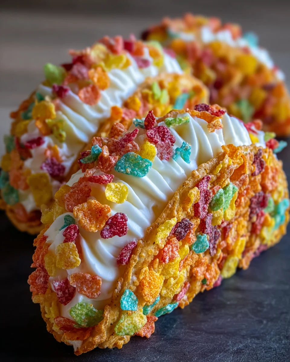 Fruity Pebbles Cheesecake Tacos