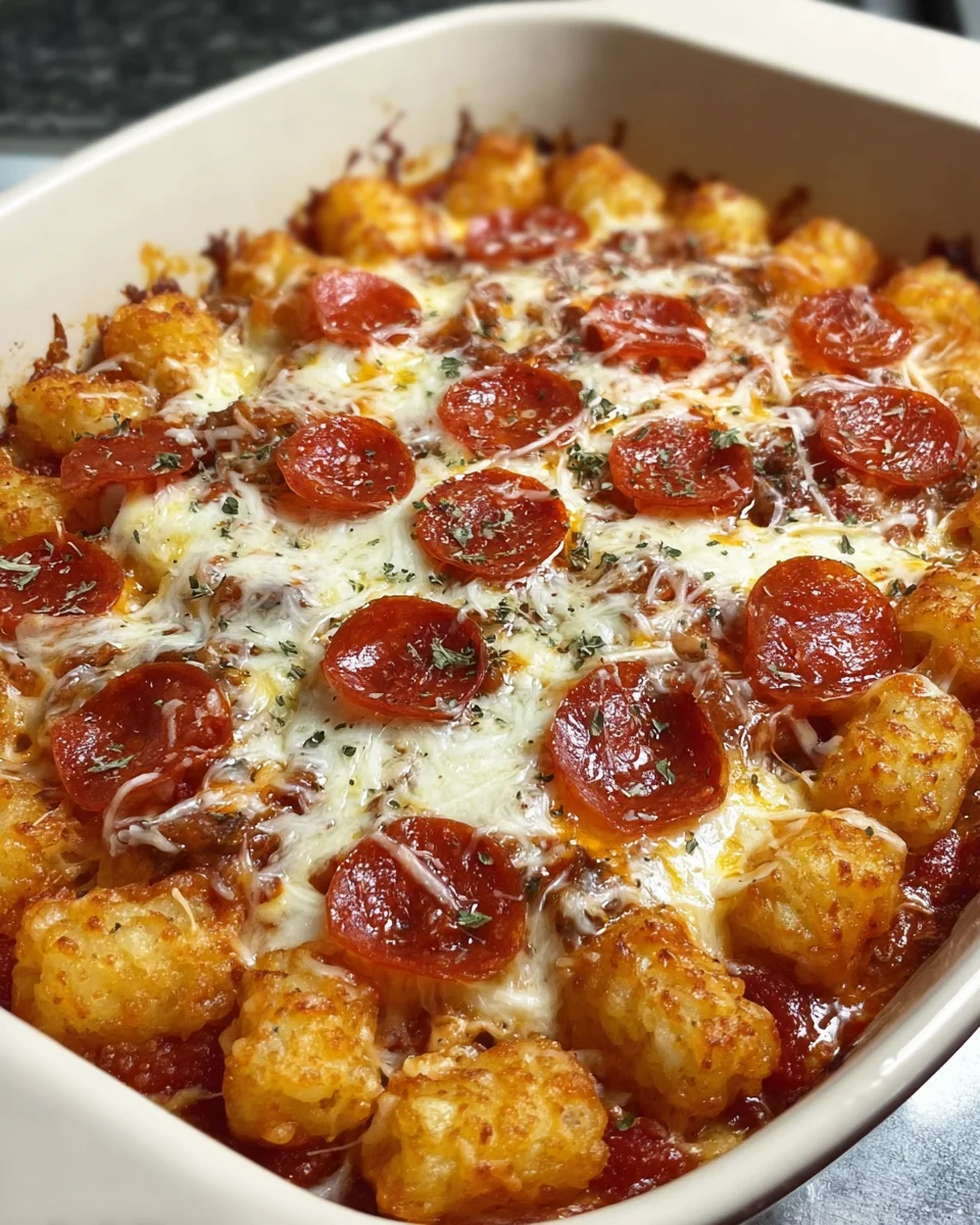 Pepperoni Pizza Tater Tot Casserole