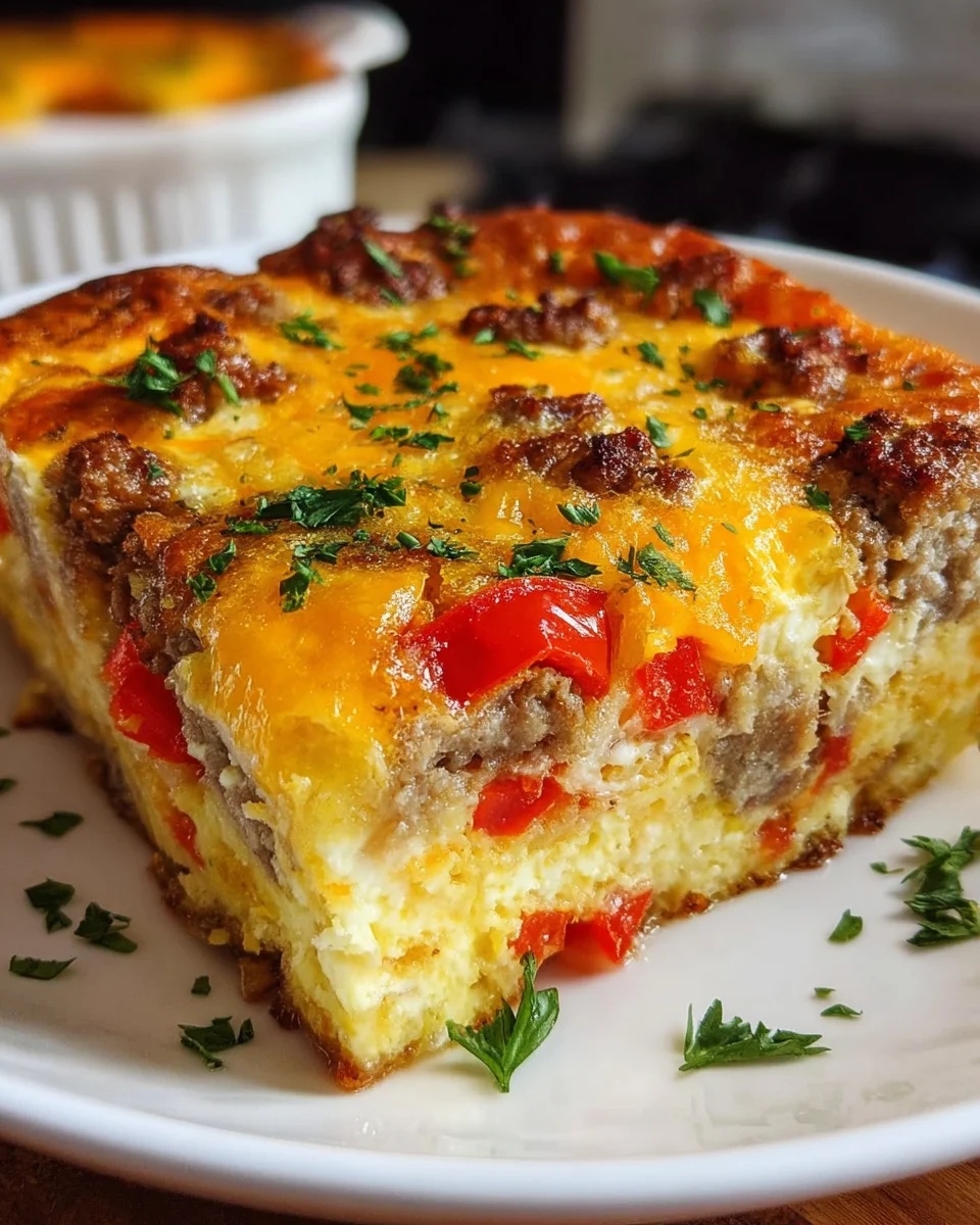 Cheesy Egg Bake with Sausage and Peppers