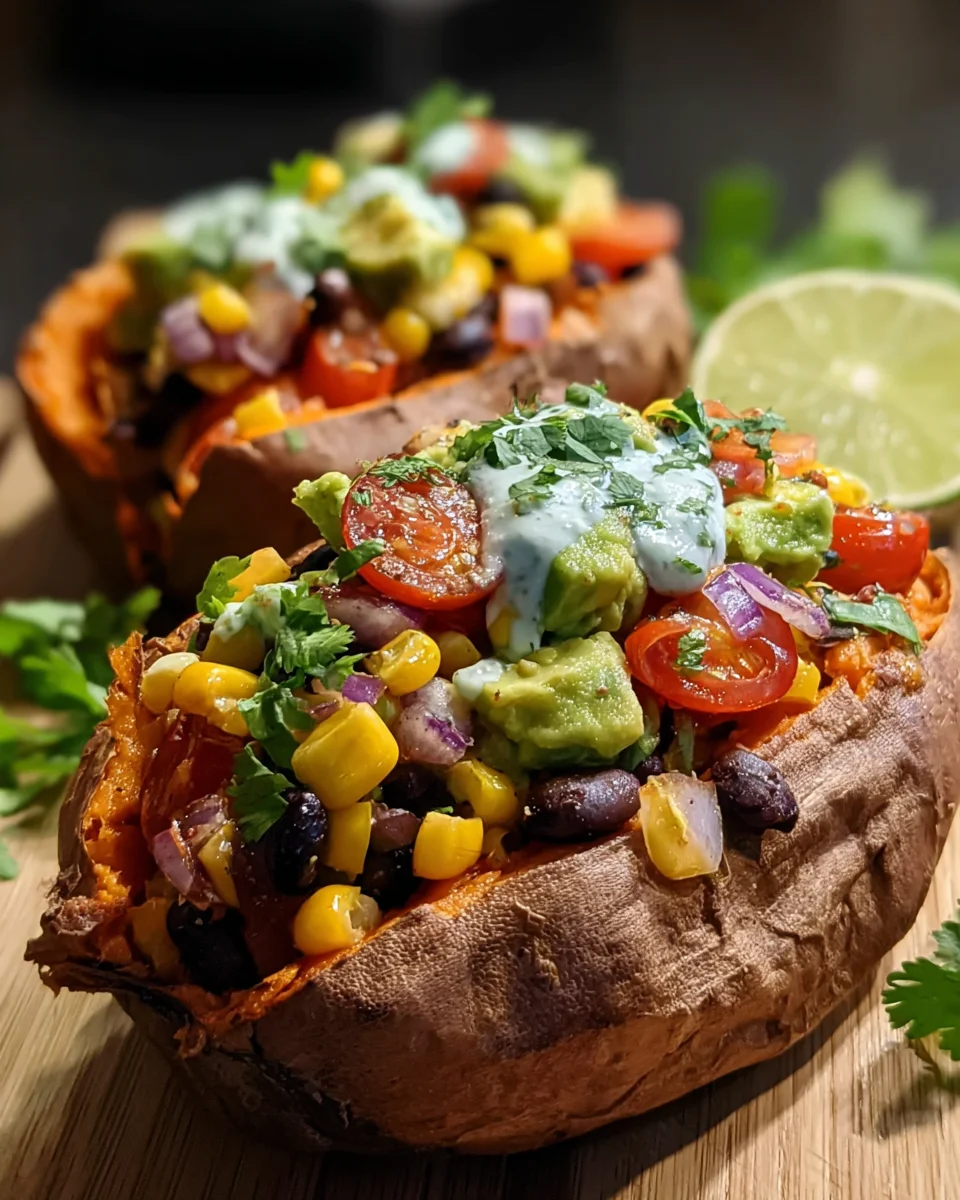 Stuffed Sweet Potato Avocado Black Beans