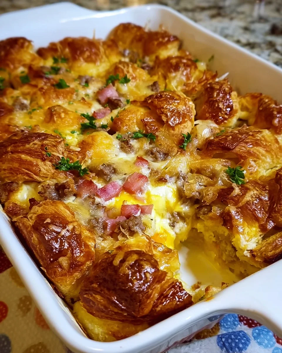 Overnight Croissant Breakfast Casserole