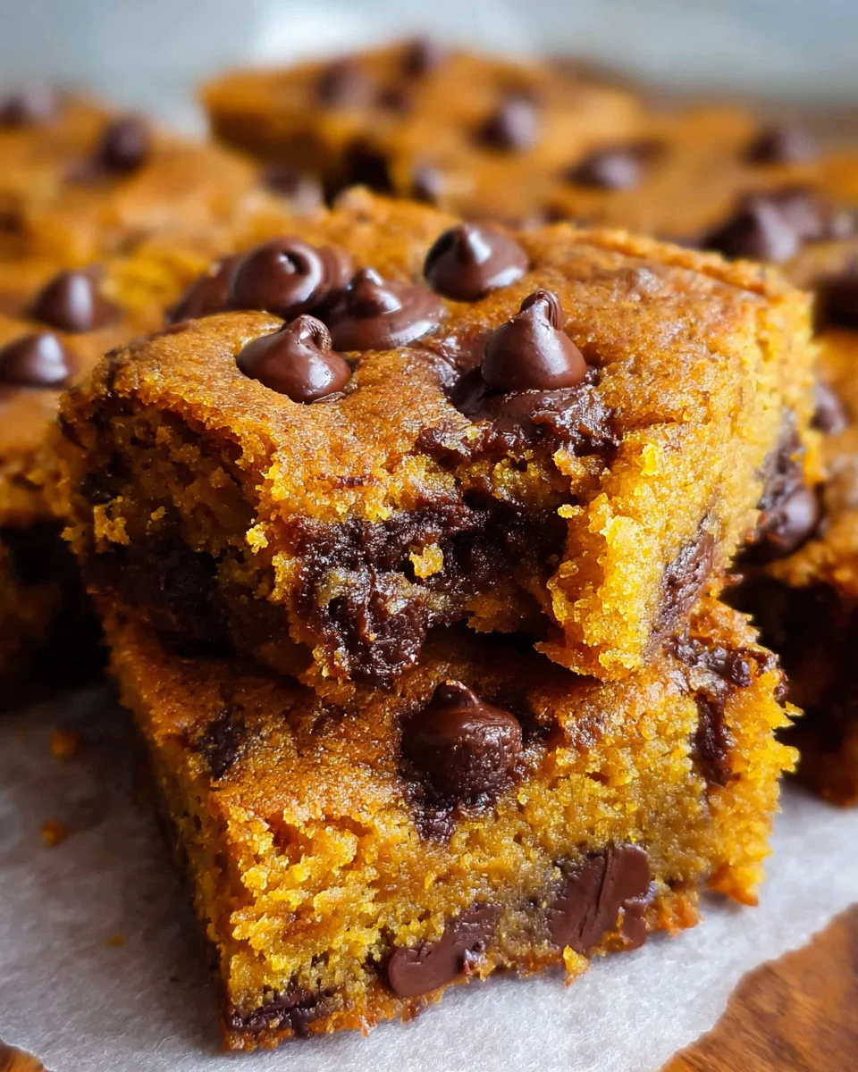 Fudgy Pumpkin Chocolate Chip Bars