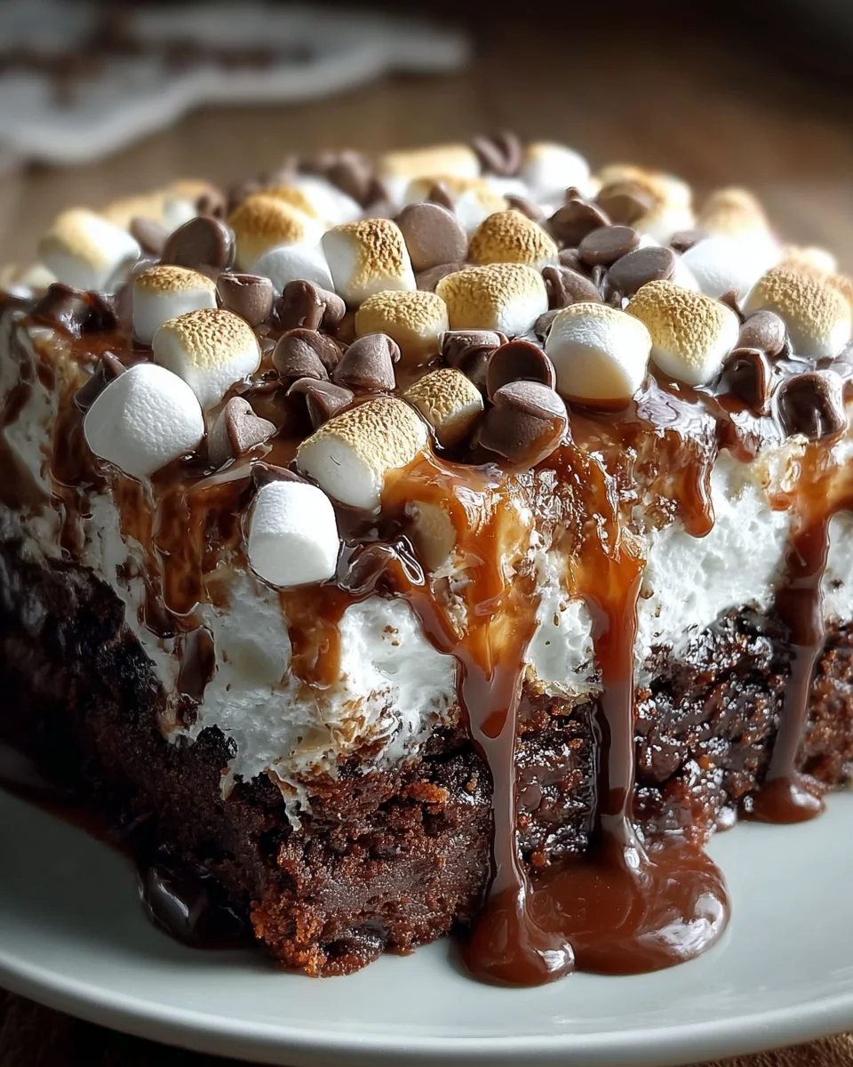 Marshmallow Chocolate Poke Cake