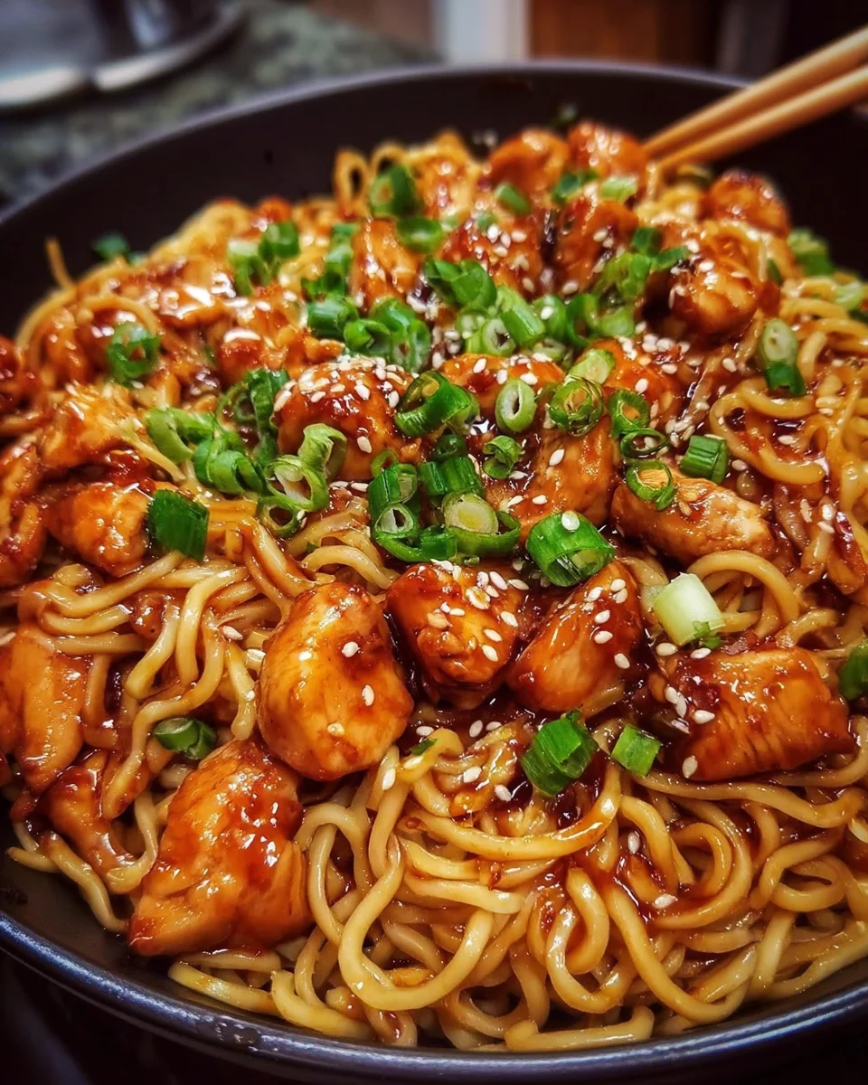 Sticky Garlic Chicken Noodles