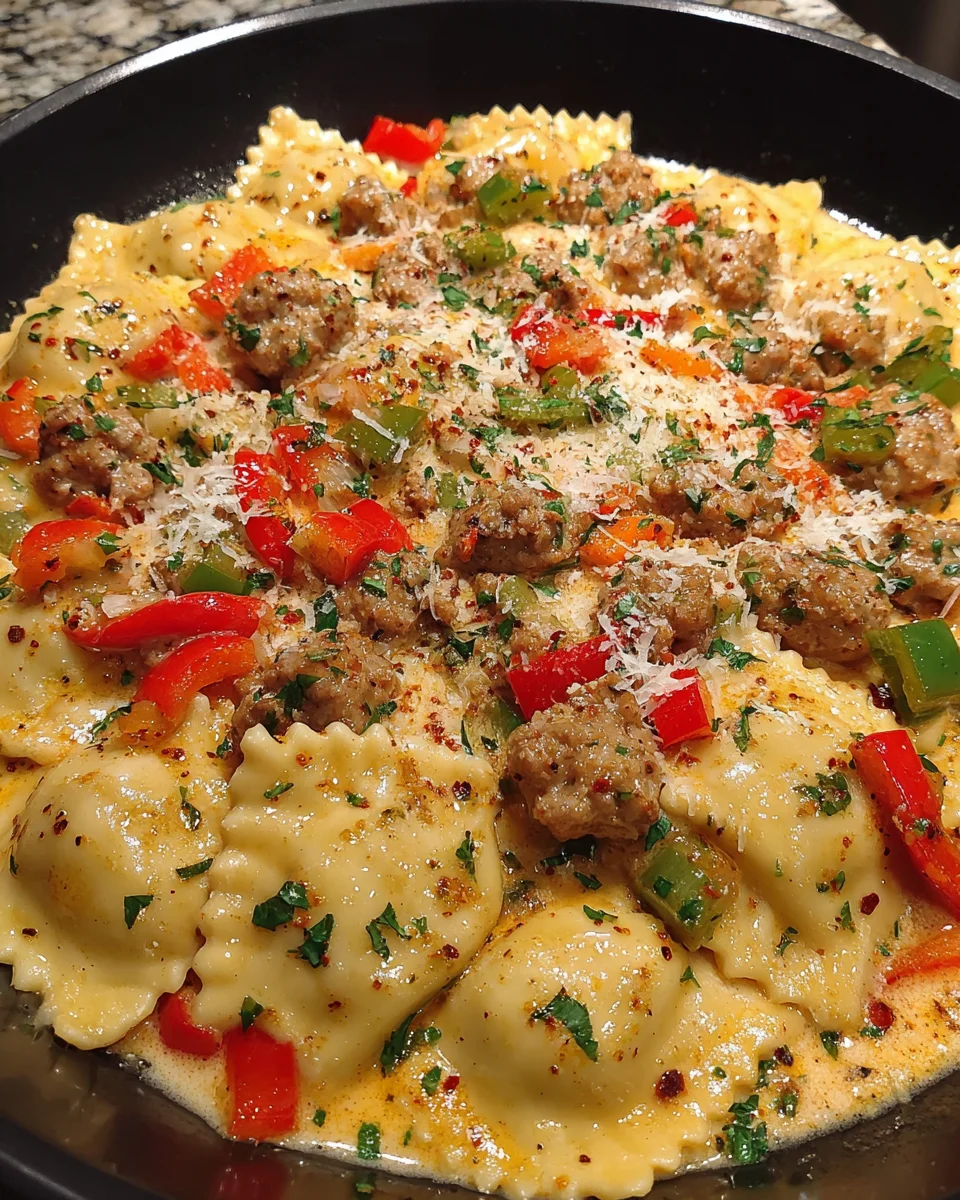 Creamy Cajun Sausage Ravioli