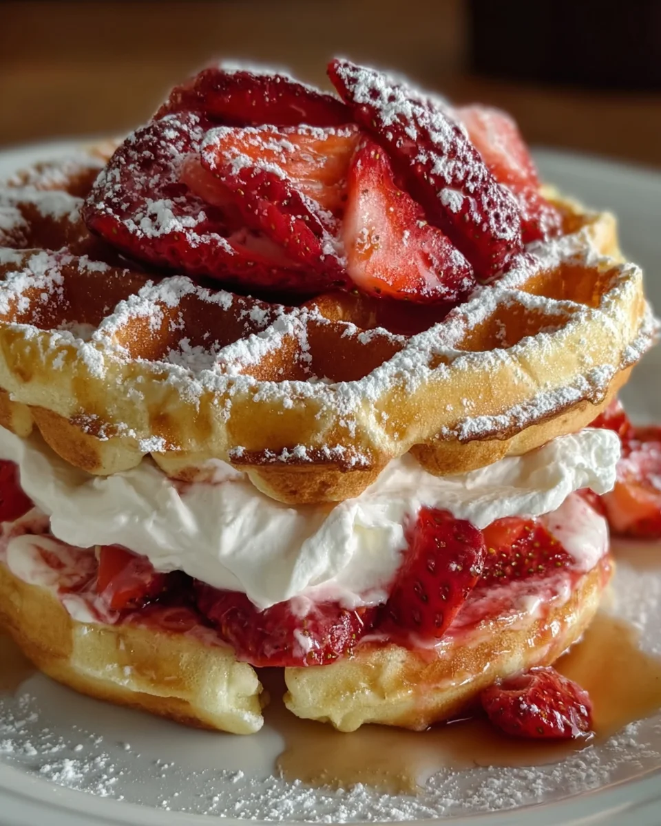 Strawberry Cheesecake Stuffed Waffles