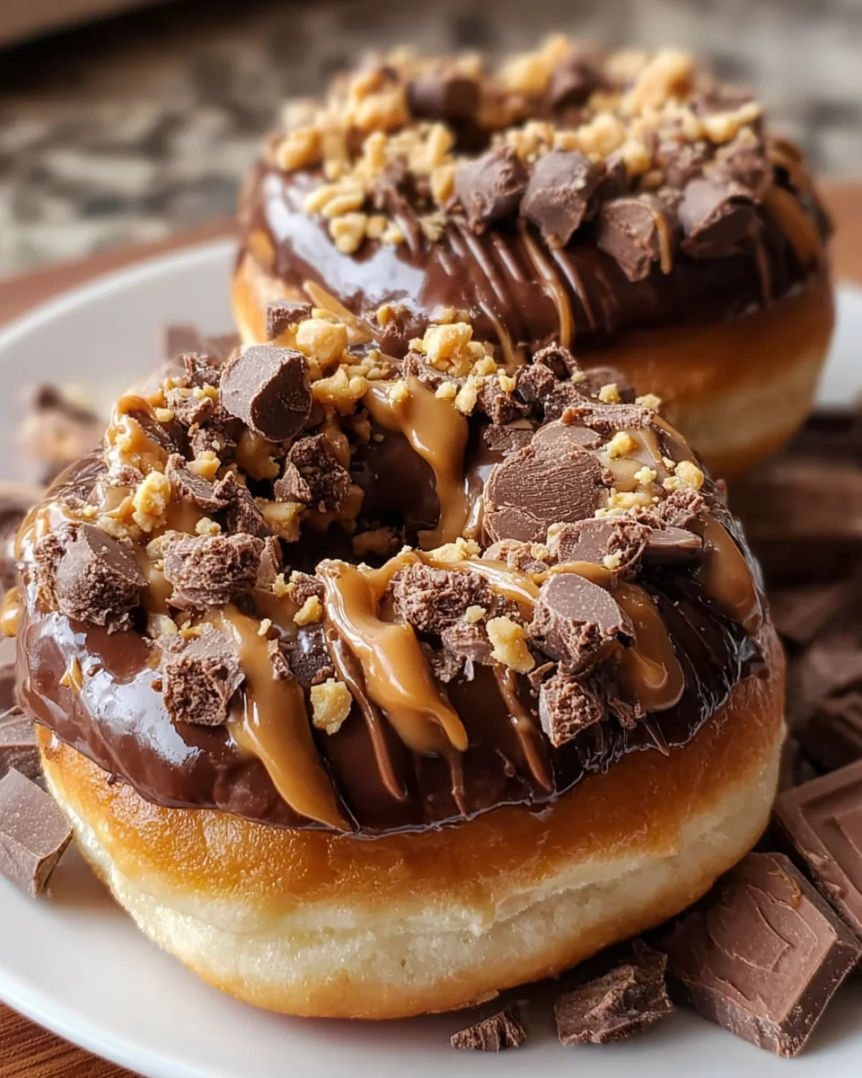 Chocolate Peanut Butter Cup Stuffed Donuts