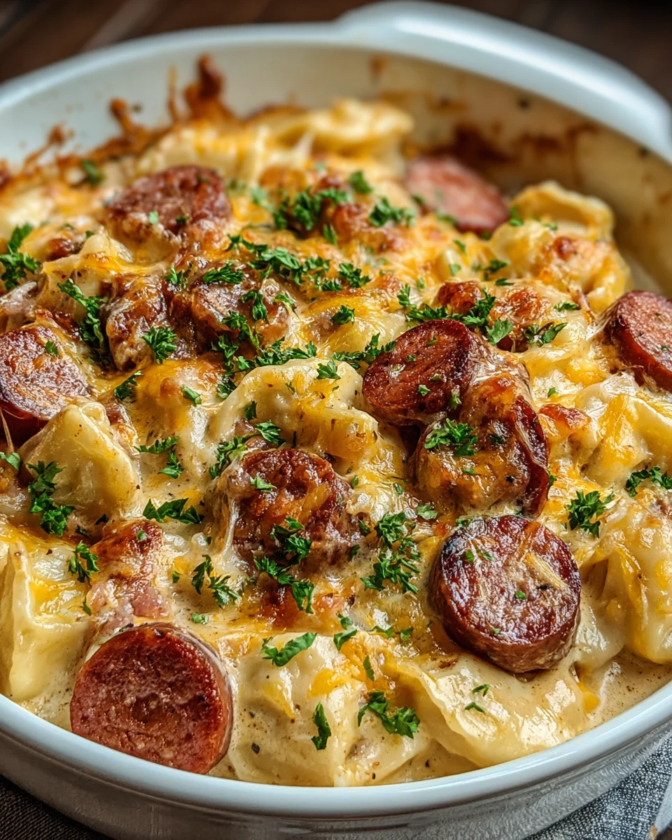 Crockpot Pierogi Sausage Casserole