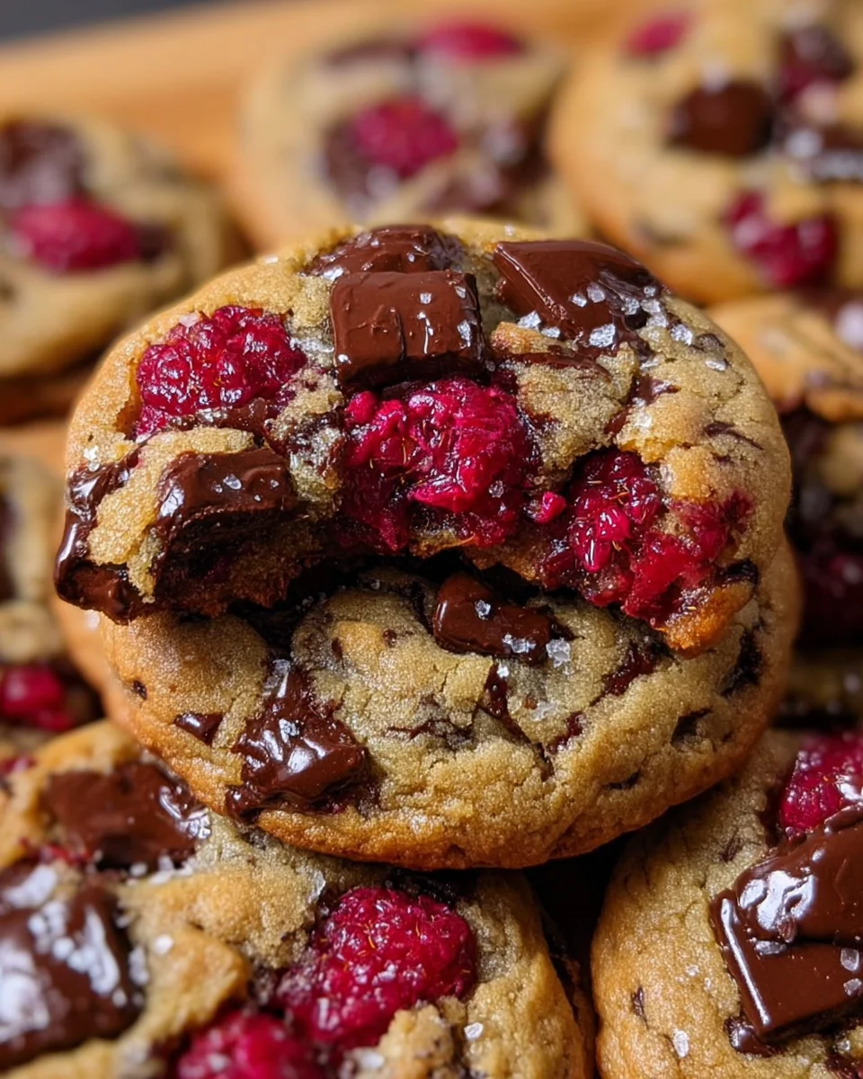 Gooey Raspberry Chocolate Chunk Cookies