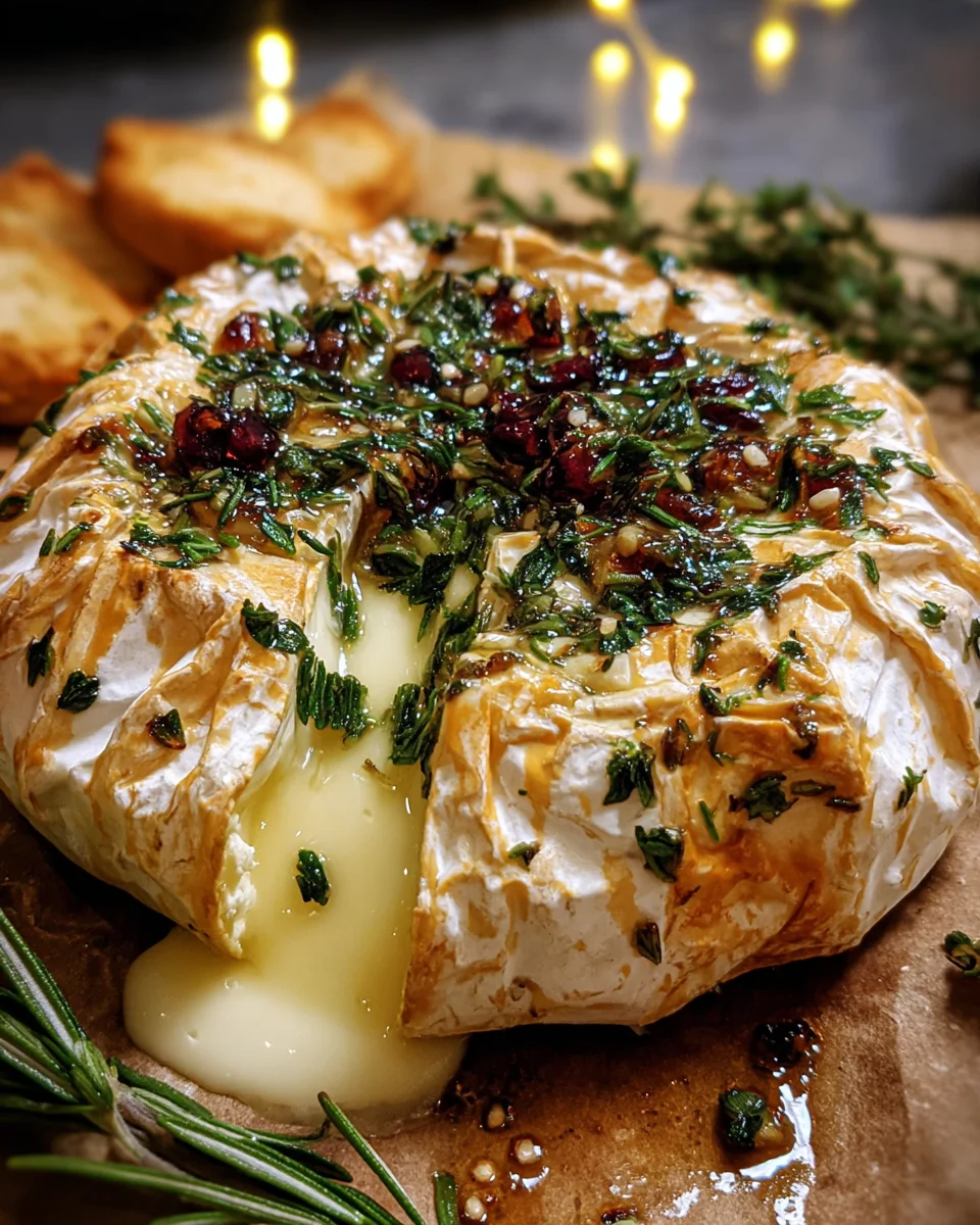 Savory Baked Brie Garlic Herbs