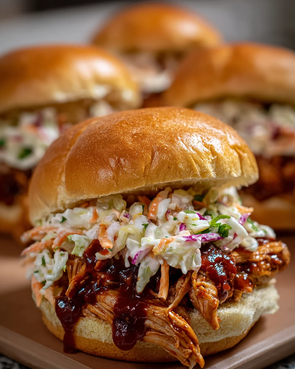 BBQ Chicken Sliders Tangy Coleslaw