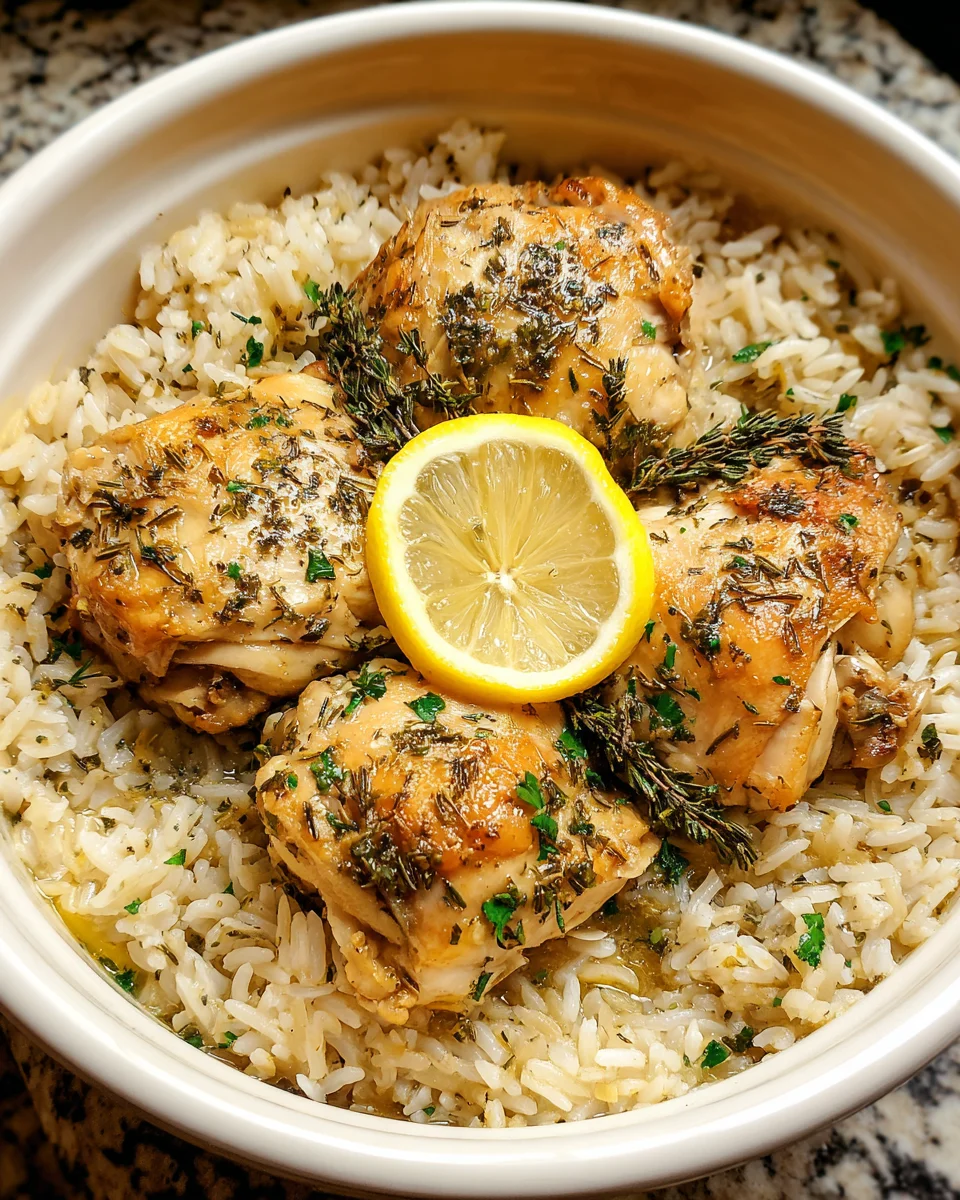 Slow Cooker Lemon Herb Chicken and Rice