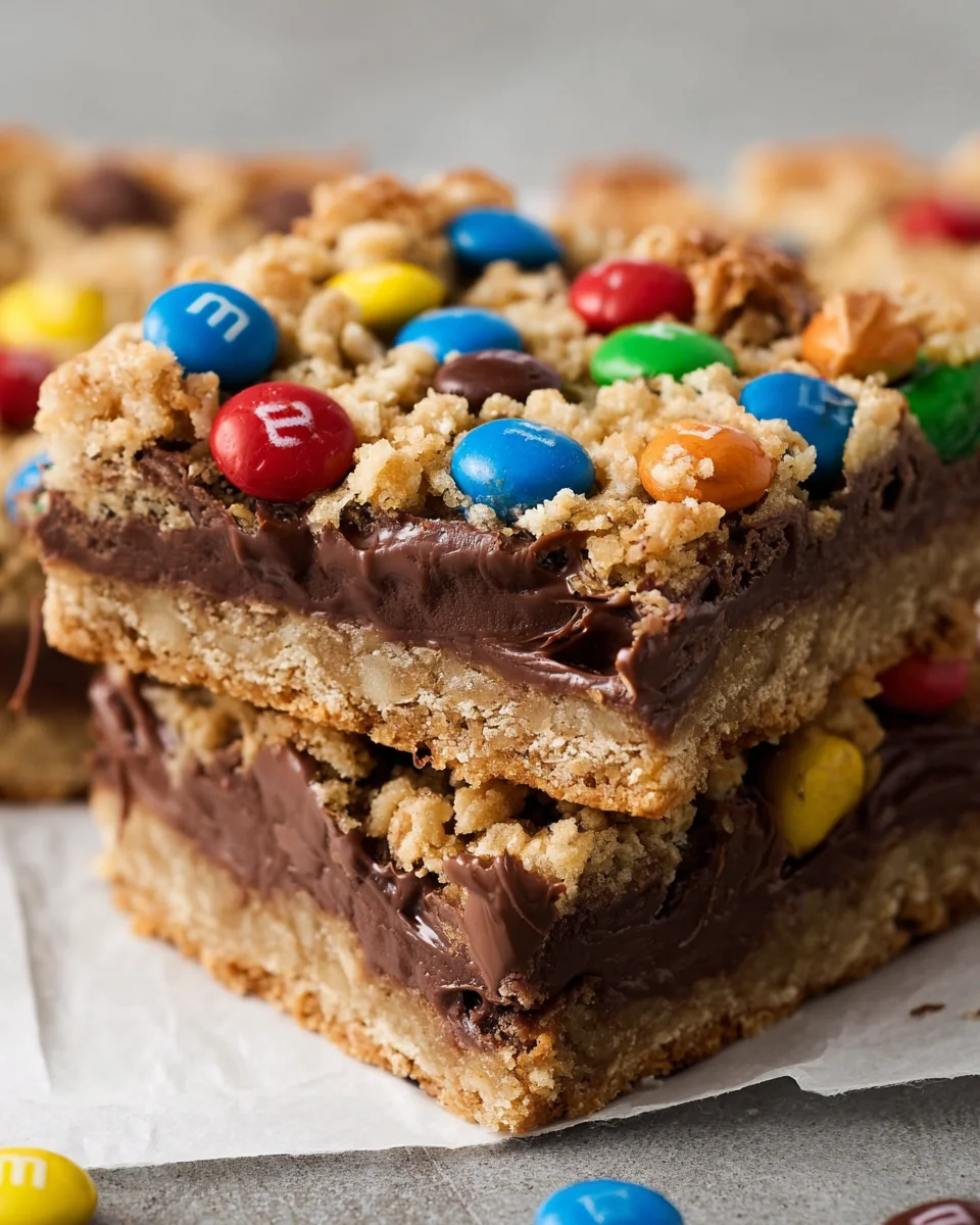 M&M Chocolate Fudge Oatmeal Bars