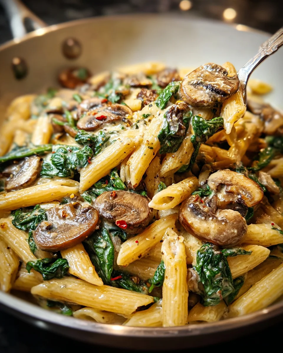 Creamy Mushroom Spinach Pasta