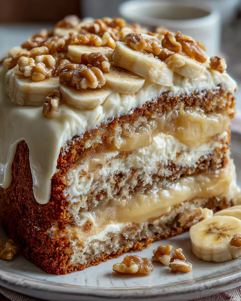 Heavenly Banana Walnut Cream Cake