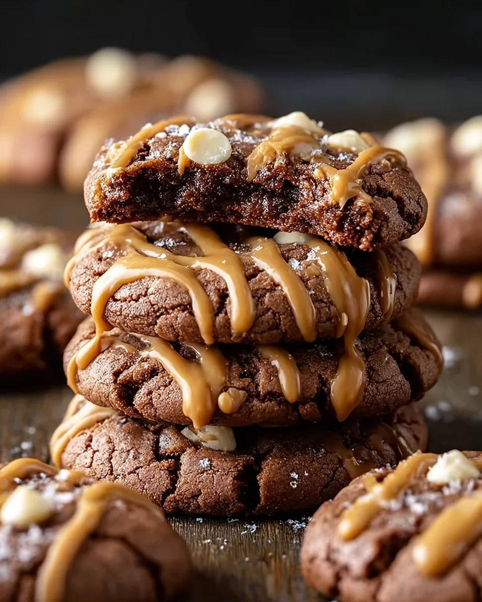 Peanut Butter Brownie Cookies Drizzled