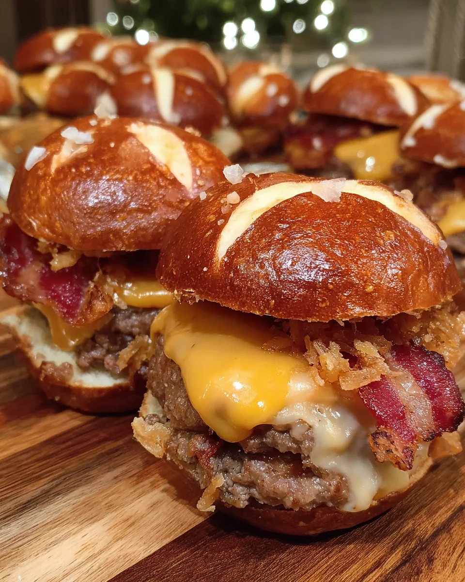 Bacon Cheeseburger Pretzel Sliders