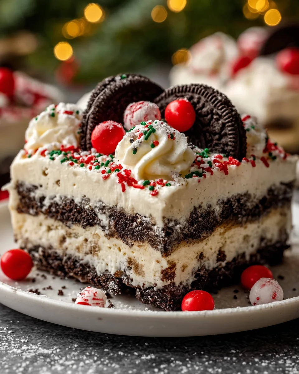No-Bake Christmas Oreo Lasagna