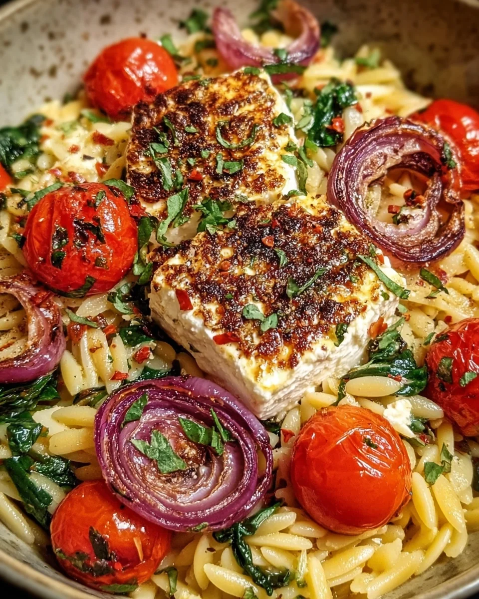 Baked Feta Orzo Spinach