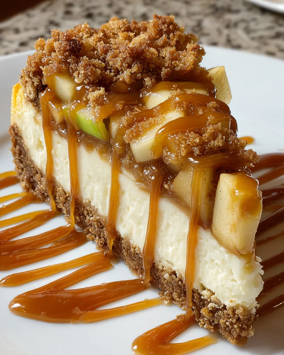 Caramel Apple Crisp Cheesecake