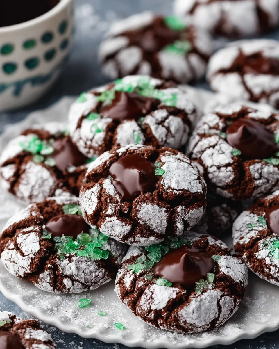 Chocolate Mint Crinkle Cookies