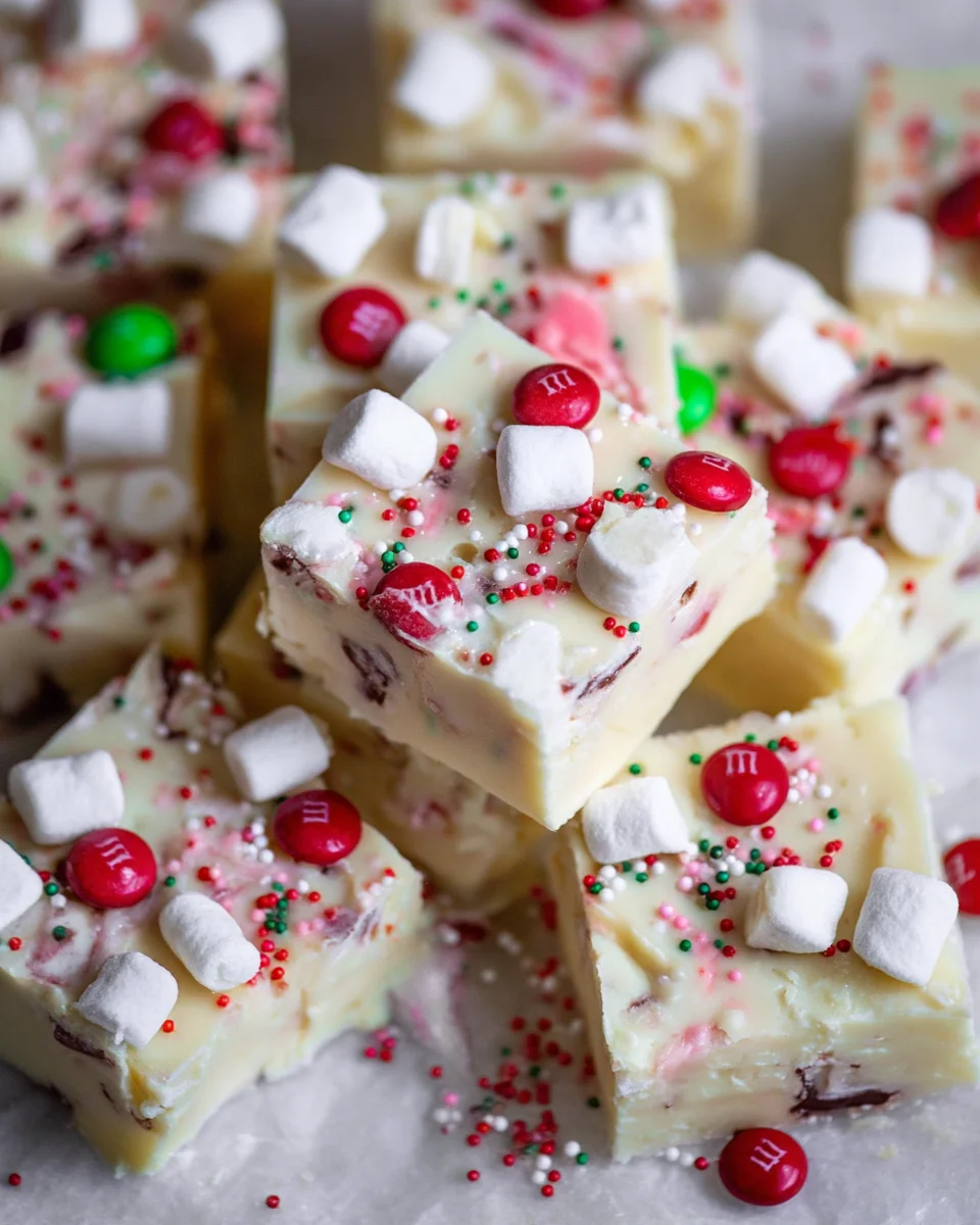 Holiday White Chocolate Marshmallow Fudge