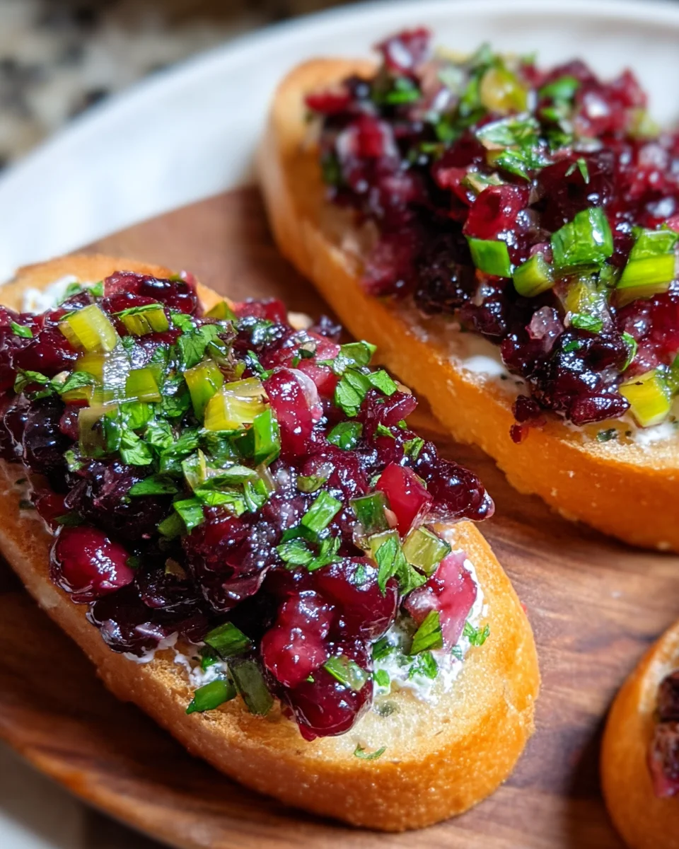 Cranberry Jalapeño Tapenade Crostini