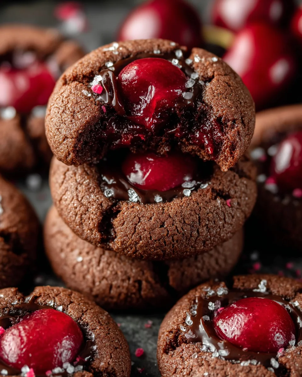 Chocolate Cherry Thumbprint Cookies