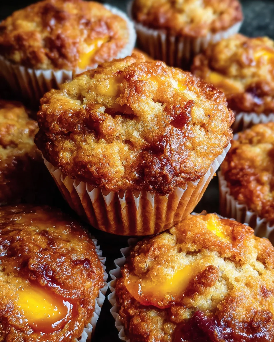 Jumbo Caramel Peach Cobbler Muffins