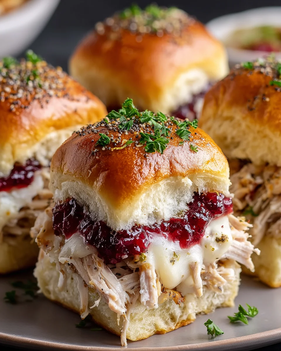 Thanksgiving Leftover Turkey Cranberry Sliders