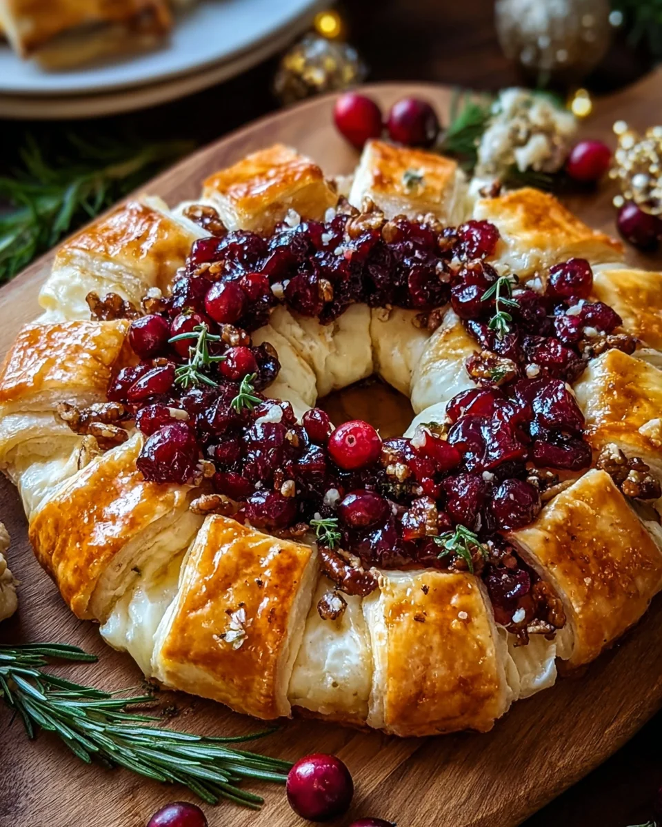 Brie Cheese and Cranberry Christmas Wreath