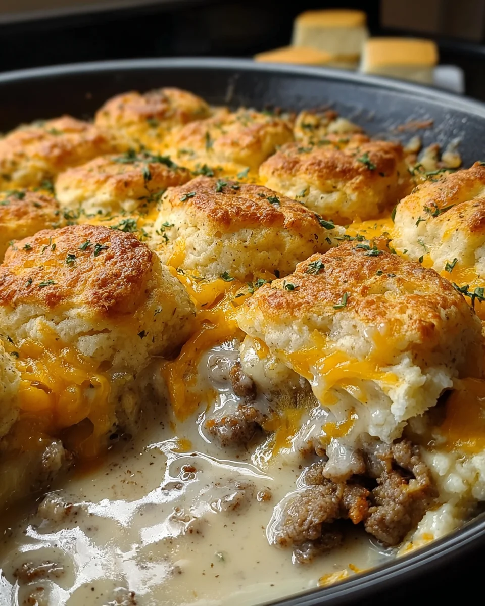Hashbrown Gravy Biscuit Bake